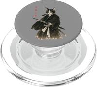 Samurai Cat Vintage Retro Ukiyo-e Warrior Graphic Cat Art PopSockets PopGrip for MagSafe