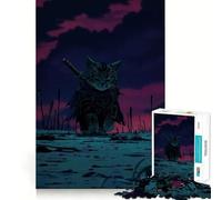 Samurai Cat Warrior 1000 Piece Jigsaw Puzzles for Teenagers Jigsaw Wise Think Toy Relax Time Clear Cut Festival Gift (38x52cm)