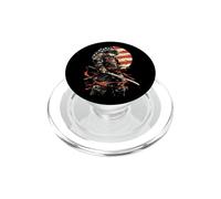 Samurai Cat Warrior American Flag - Patriotic PopSockets PopGrip for MagSafe
