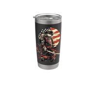 Samurai Cat Warrior American Flag - Patriotic Stainless Steel Insulated Tumbler
