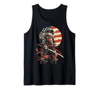 Samurai Cat Warrior American Flag - Patriotic Tank Top