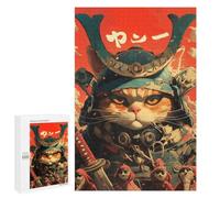 Samurai Cat Warrior Decorative Wooden Puzzle, 1000 PCS - Year-End Present, for Screen-Free Relaxation at Home