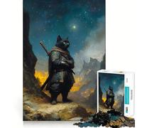 Samurai Cat Warrior in Mountain Landscape 1000 Pieces Jigsaws Adults Puzzles Think Smart Toy Home Activity Smooth Cut Xmas Surprise (50x75cm)