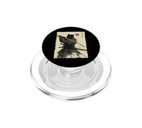 Samurai Cat Warrior Ink Artwork Kawaii Anime Cat Samurai PopSockets PopGrip for MagSafe