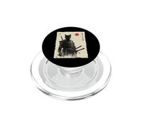 Samurai Cat Warrior Ink Artwork Kawaii Anime Cat Samurai PopSockets PopGrip for MagSafe