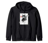 Samurai Cat Warrior Ink Wash - Japanese Watercolor Art Zip Hoodie