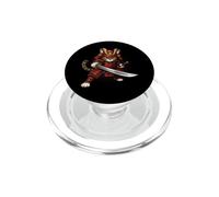 Samurai Cat Warrior Japanese Armor Anime Katana PopSockets PopGrip for MagSafe