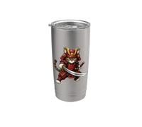 Samurai Cat Warrior Japanese Armor Anime Katana Stainless Steel Insulated Tumbler