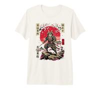 Samurai Cat Warrior Japanese Ink Art Katana Fighter Premium T-Shirt
