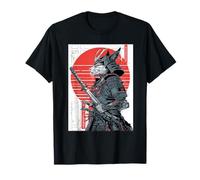Samurai Cat Warrior - Japanese Style Maine Coon with Katanas T-Shirt
