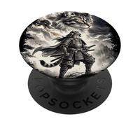 Samurai Cat Warrior Japanese Sumi-e Ink Art Design PopSockets Adhesive PopGrip