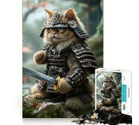 Samurai Cat Warrior Jigsaw Puzzle 1000 Piece for Teenagers Reason Skill Toy Relaxing Fun Exact Cut (50x75cm)
