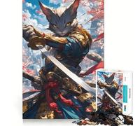 Samurai Cat Warrior Jigsaw Puzzles 1000 Pieces for Teenagers Logic Train Toy Leisure Fun Smooth Cut (50x75cm)