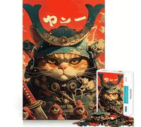 Samurai Cat Warrior Jigsaw Puzzles for Adults1000 Piece Mind Game Toy Anxiety Relief Neat Cut Art Collectible (38x52cm)