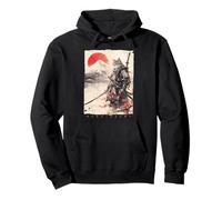 Samurai Cat Warrior Ukiyo Ink Artwork Cat Samurai Pullover Hoodie