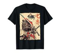Samurai Cat Warrior Ukiyo Ink Artwork Cat Samurai T-Shirt