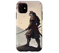 Samurai Cat Warrior Under Cherry Blossom Sky Case for iPhone 11