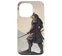 Samurai Cat Warrior Under Cherry Blossom Sky Case for iPhone 13 Pro