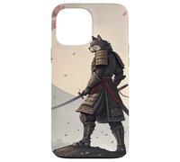 Samurai Cat Warrior Under Cherry Blossom Sky Case for iPhone 13 Pro Max