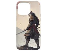 Samurai Cat Warrior Under Cherry Blossom Sky Case for iPhone 15 Pro Max