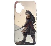 Samurai Cat Warrior Under Cherry Blossom Sky Case for iPhone 16