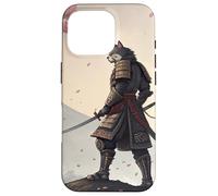Samurai Cat Warrior Under Cherry Blossom Sky Case for iPhone 16 Pro