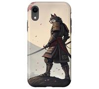 Samurai Cat Warrior Under Cherry Blossom Sky Case for iPhone XR
