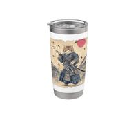 Samurai Cat Warrior Vintage Japanese Ukiyo-e Art Anime Stainless Steel Insulated Tumbler