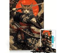 Samurai Cat Warrior with Katana 1000 Piece Jigsaws for Teenagers Puzzle Improve Recall Casual Relax Exact Edge Stylish Gift (50x75cm)