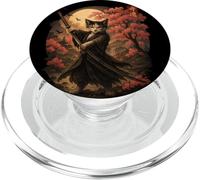 Samurai Cat Warrior with Katana Japanese Style Art PopSockets PopGrip for MagSafe