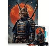 Samurai Cat Warrior with Sword 1000 Piece Jigsaw Puzzles for Adults Jigsaw Recall Boost Mental Relax Smooth Cut Birthday Gift (50x75cm)