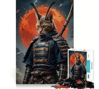 Samurai Cat Warrior with Sword Jigsaw Puzzle 1000 Piece for Adults Intellect Toy Soothing Fun Precise Cut (38x52cm)