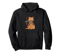 Samurai Cat with Katana Japanese Koi Tattoo Art Pullover Hoodie