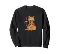 Samurai Cat with Katana Japanese Koi Tattoo Art Sweatshirt