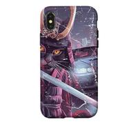 Samurai Cat with Katana Selfie JDM Drift Race Car Graphic Case for iPhone X/XS