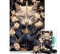 Samurai Chartreux Cat with Sword Animal Jigsaw Puzzles 1000 Pieces for Teenagers Logic Train Toy Leisure Fun Smooth Cut (38x26cm)