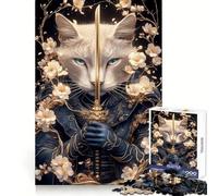 Samurai Chartreux Cat with Sword Animal Jigsaw Puzzles for Adults1000 Piece Mind Game Toy Anxiety Relief Neat Cut Art Collectible (50x75cm)