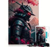 Samurai Cherry Japan Jigsaw Puzzles 1000 Pieces for Adults Strengthen Recall Calm Mind Quality Edge Warm Surprise (38x26cm)