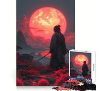 Samurai Cherry Moon Japan 1000 Pieces Jigsaws Adults Puzzles Think Smart Toy Home Activity Smooth Cut Xmas Surprise (50x75cm)