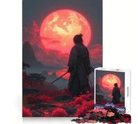 Samurai Cherry Moon Japan Hard Jigsaw Puzzle for Adults 1000 Pieces Fine Logic Toy Calm Fun Neat Edge Thoughtful Gift (38x52cm)