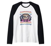 Samurai Coffee Cup with Swords Funny Raglan Baseball Tee