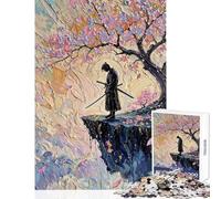 Samurai Contemplation Under Cherry Blossom Tree Jigsaw 1000 Pieces for Teenagers Improve Overall Mental Performance Mindful Soothing Leisure Game (38x26cm)