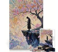 Samurai Contemplation Under Cherry Blossom Tree Jigsaw Puzzle for Teenagers 1000 Pieces Mind Skill Toy Gentle Leisure Design Assembly Premium Gift (50x75cm)