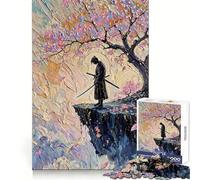Samurai Contemplation Under Cherry Blossom Tree Jigsaw Puzzles 1000 Pieces for Adults Strengthen Memory Group Joy Clean Edge Stylish Gift (38x26cm)