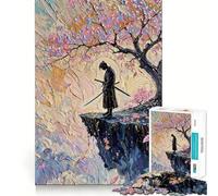 Samurai Contemplation Under Cherry Blossom Tree Jigsaw Puzzles 1000 Pieces for Adults Strengthen Memory Group Joy Clean Edge Stylish Gift (38x26cm)