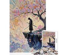 Samurai Contemplation Under Cherry Blossom Tree Jigsaws 1000 Pieces for Teenagers Boost Cognitive Clarity And Sharpness Mindful Calm Play Enjoyment (50x75cm)