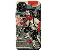 Samurai Crow Skateboarding Temple Art Japanese Oni Case for iPhone 11 Pro Max