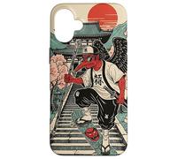 Samurai Crow Skateboarding Temple Art Japanese Oni Case for iPhone 16 Plus