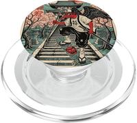 Samurai Crow Skateboarding Temple Art Japanese Oni PopSockets PopGrip for MagSafe