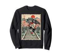 Samurai Crow Skateboarding Temple Art Japanese Oni Sweatshirt